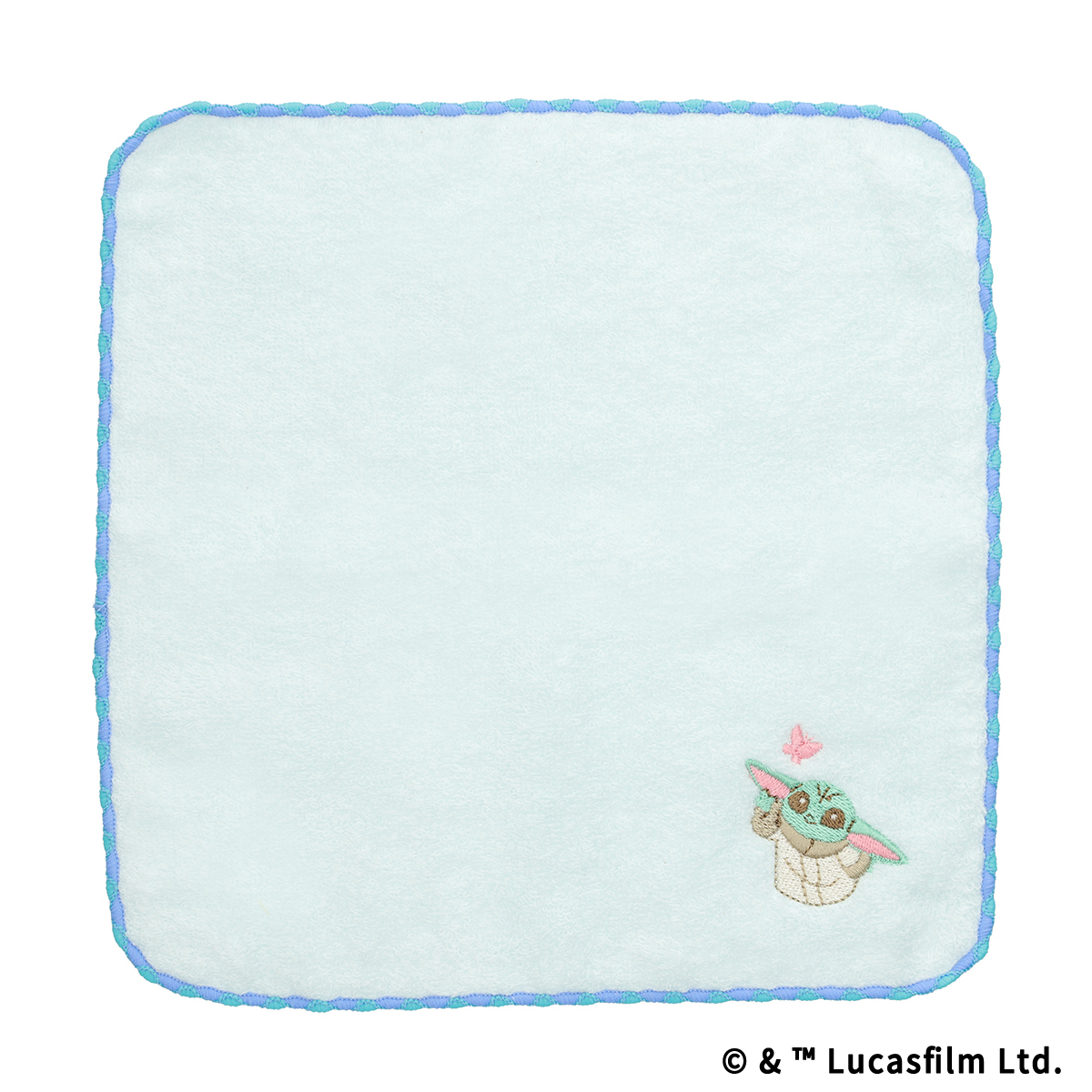 GROGU CUTEST IN THE GALAXY 刺繍ミニタオル ブルー
