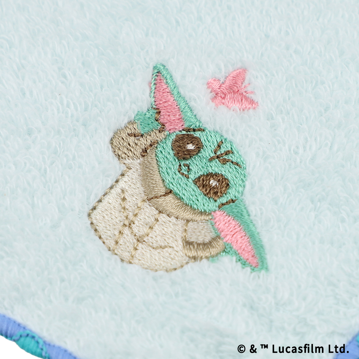 GROGU CUTEST IN THE GALAXY 刺繍ミニタオル ブルー
