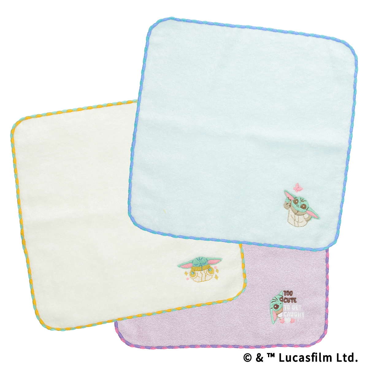 GROGU CUTEST IN THE GALAXY 刺繍ミニタオル ブルー