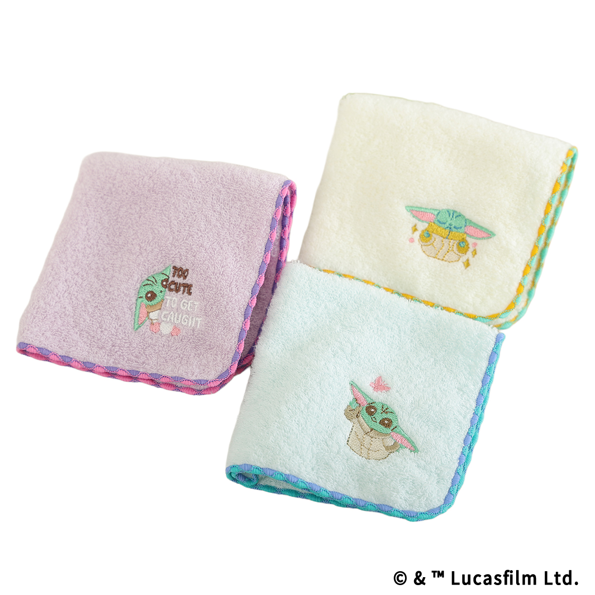 GROGU CUTEST IN THE GALAXY 刺繍ミニタオル ブルー