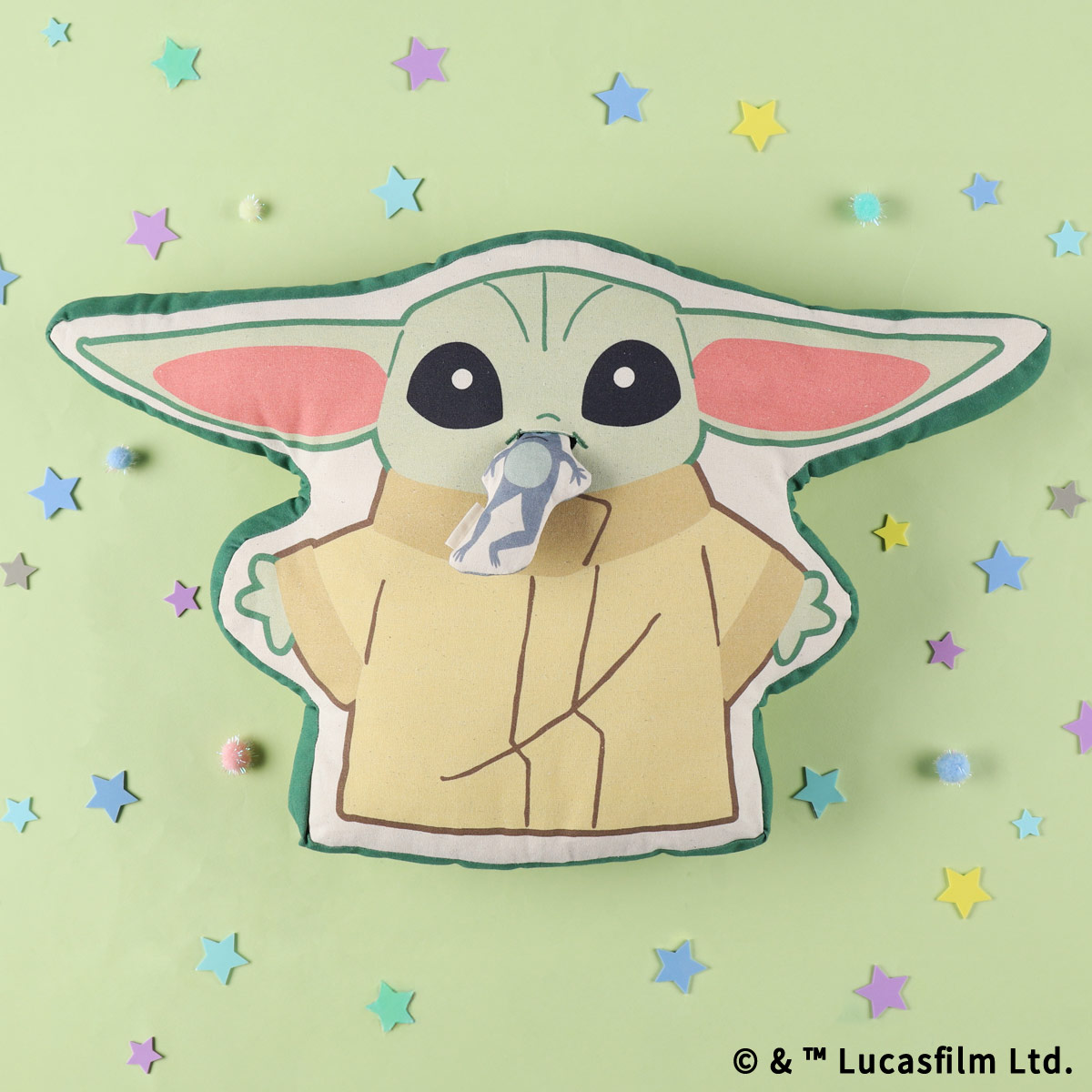 STAR WARS GROGU CUTEST IN THE GALAXY ダイカットクッション グローグーとカエル