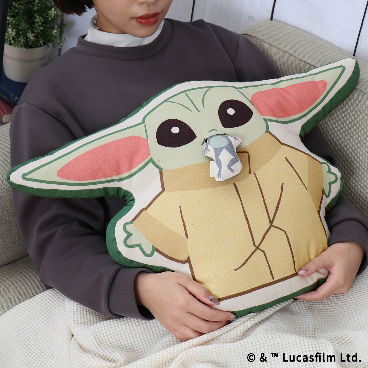 STAR WARS GROGU CUTEST IN THE GALAXY ダイカットクッション グローグーとカエル