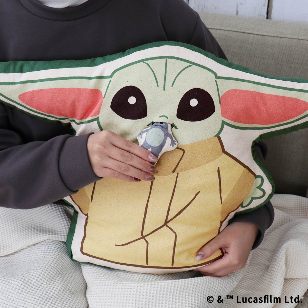 STAR WARS GROGU CUTEST IN THE GALAXY ダイカットクッション グローグーとカエル