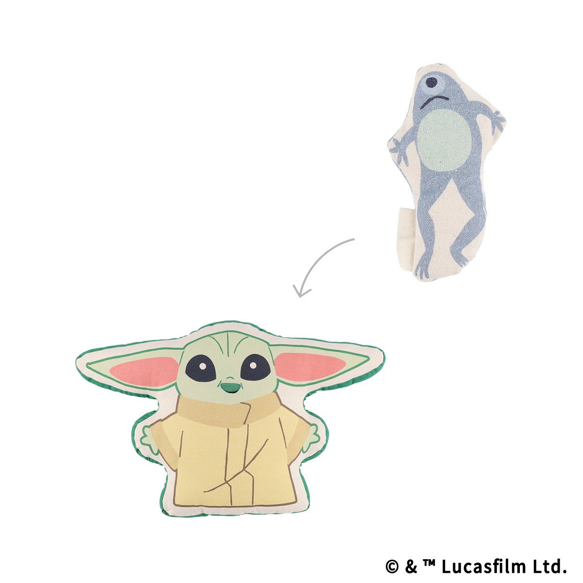 STAR WARS GROGU CUTEST IN THE GALAXY ダイカットクッション グローグーとカエル